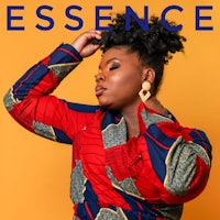 the cover of essence magazine with a woman in a colorful outfit